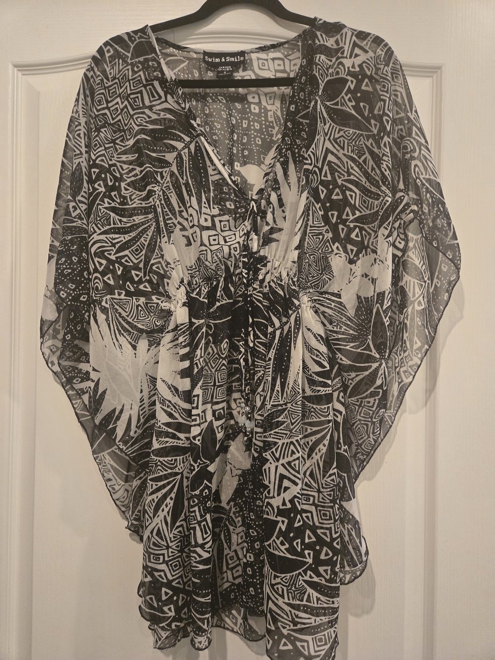 Silhouette Black & White Sheer Beach Cover-Up Tunic
